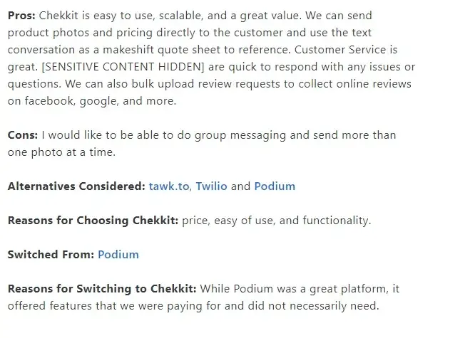 Customer feedback about Chekkit