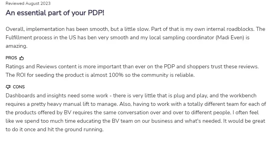 Pros and Cons of Bazaarvoice