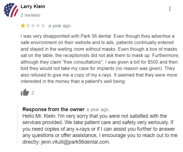 Negative Review Response