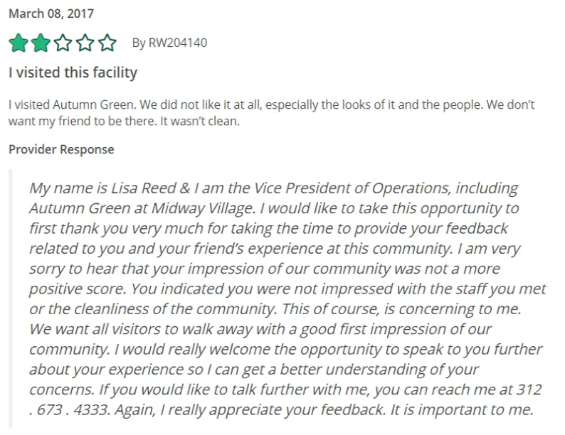 Negative Review Example