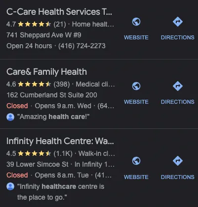 Google Results Example