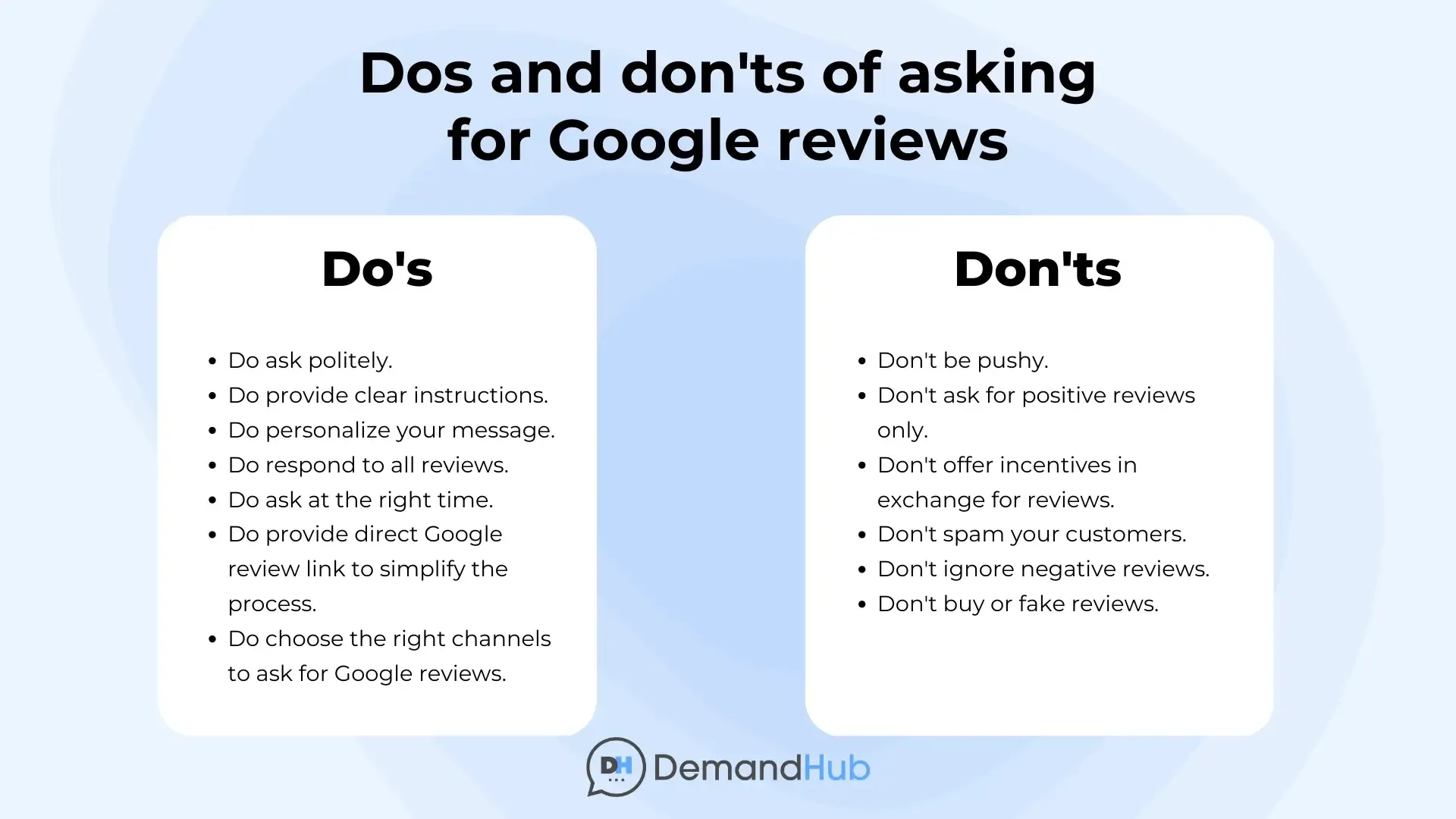 Dos and don'ts of asking for Google reviews