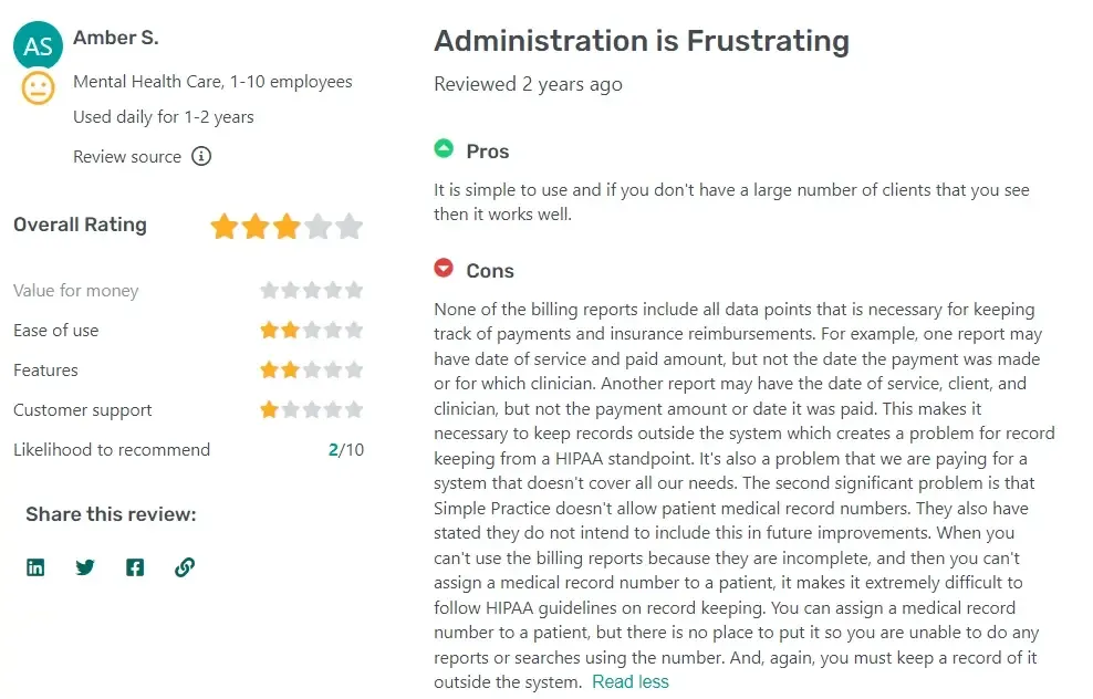 Another Customer Review of SimplePractice