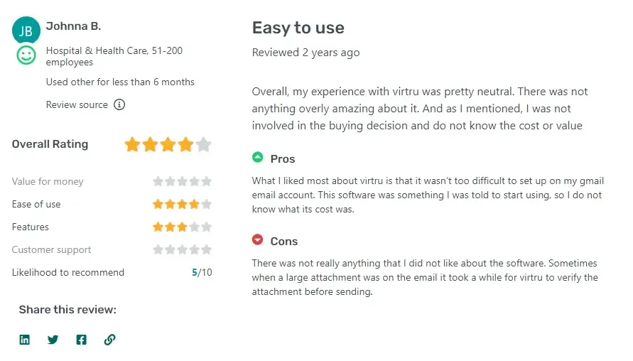 Customer Feedback on Virtru