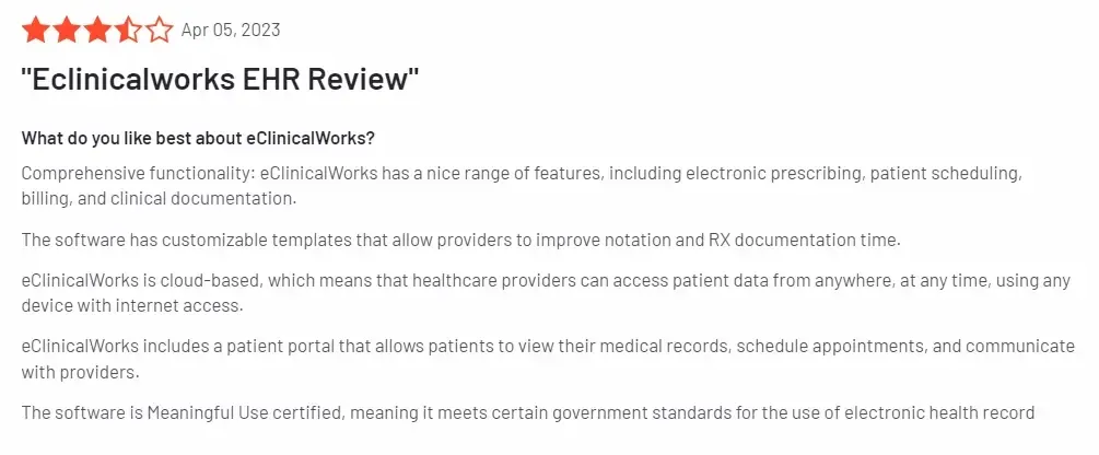 Best thing about eClinicalWorks