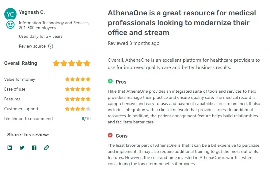 Customer Feedback on athenaOne