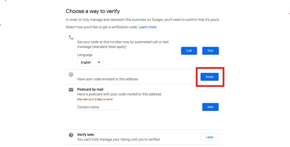Verify Your Google Business Listing by Postcard